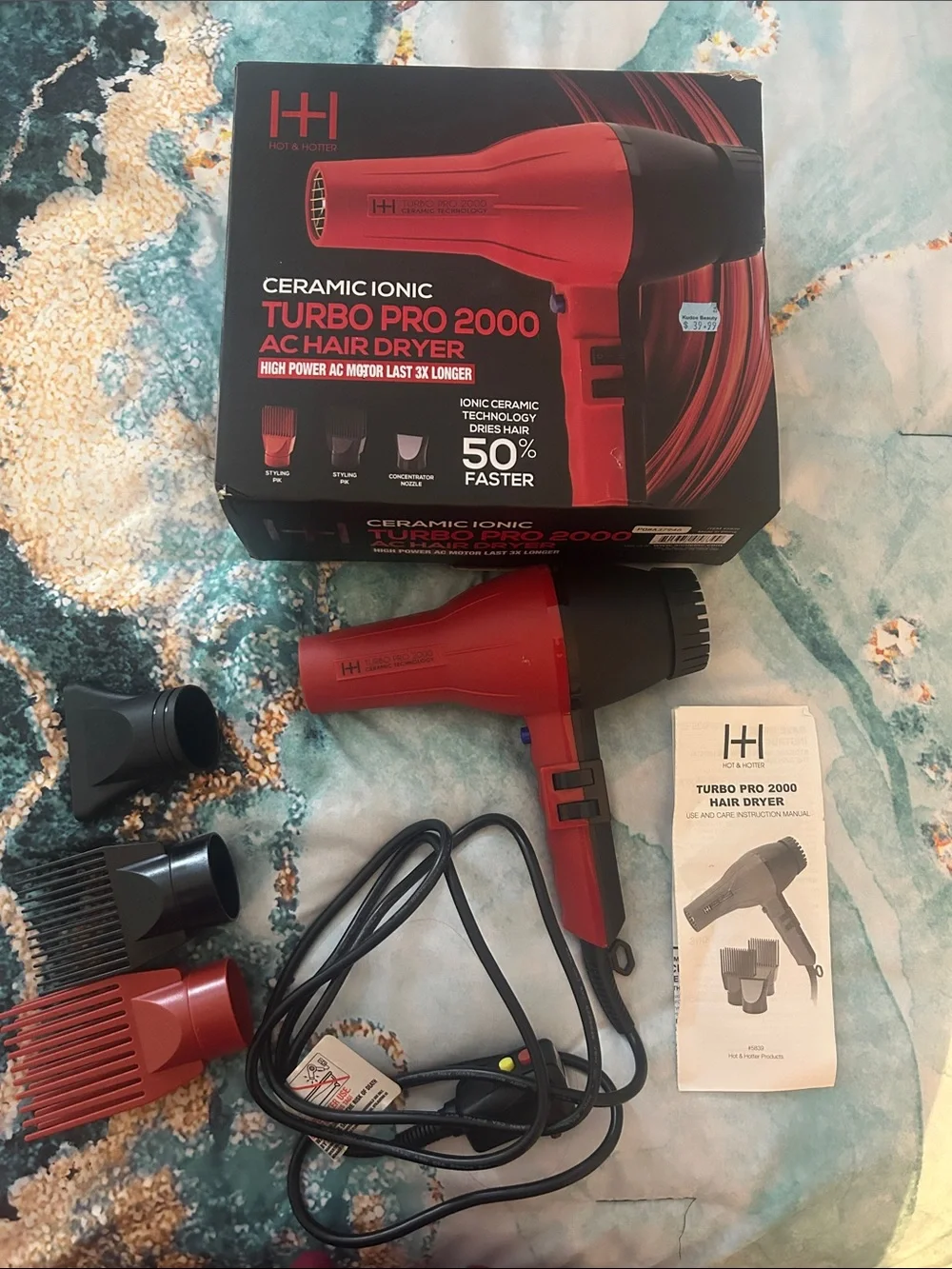 Ceramic Ionic Turbo Pro 2000 Red Hair Dryer